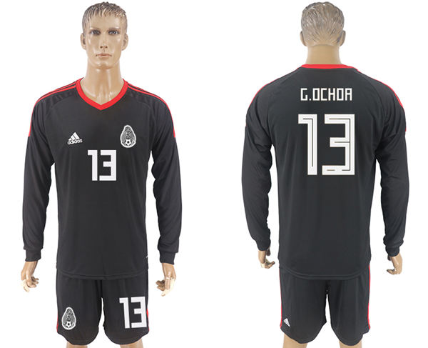 2018 World Cup Men Mexico #13 G.Ochoa Home Long Sleeves Black Soccer Country Jersey