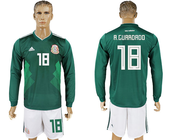 2018 World Cup Men Mexico #18 A.Guardado Home Long Sleeves Soccer Country Jersey 2018 World Cup Men Mexico #18 A.Guardado Home Long Sleeves Soccer Country Jersey