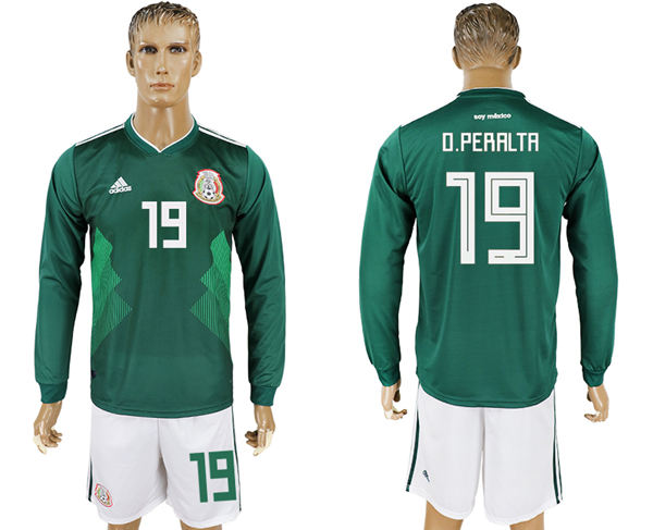 2018 World Cup Men Mexico #19 O.Peralta Home Long Sleeves Soccer Country Jersey