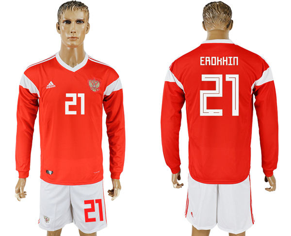 2018 World Cup Men Russia #21 Erokhin Red Home Long Sleeves Soccer Country Jersey 2018 World Cup Men Russia #21 Erokhin Red Home Long Sleeves Soccer Country Jersey