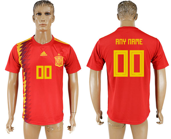 2018 World Cup Men Spain Blank Red Home Customized Soccer Country Jersey