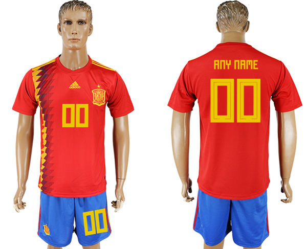2018 World Cup Men Spain Red Home Customized Soccer Country Jersey