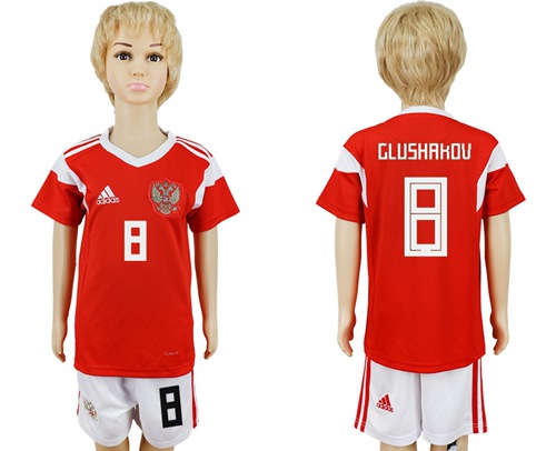 2018 World Cup Russia #8 Glushakov Home Kid Soccer Country Jersey