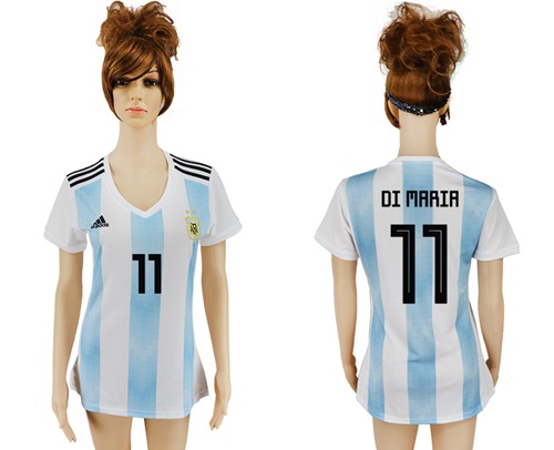 2018 World Cup Women's Argentina #11 Di Maria Home Soccer Country Jersey