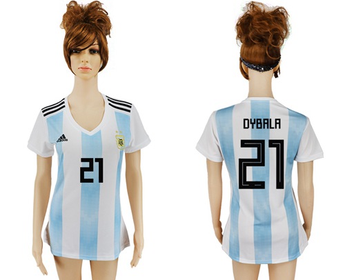2018 World Cup Women's Argentina #21 Dybala Home Soccer Country Jersey