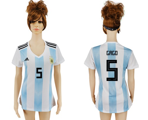 2018 World Cup Women's Argentina #5 Gago Home Soccer Country Jersey 2018 World Cup Women's Argentina #5 Gago Home Soccer Country Jersey