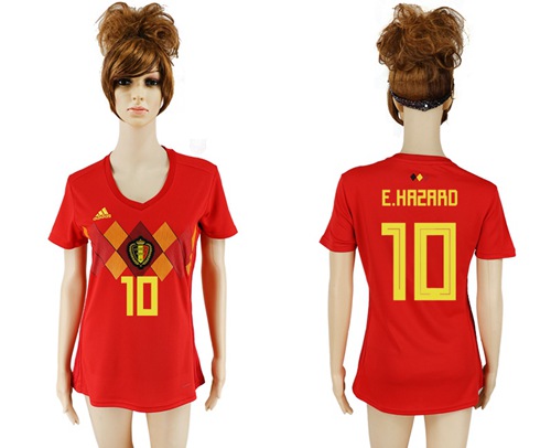 2018 World Cup Women's Belgium #10 E.Hazard Red Home Soccer Country Jersey
