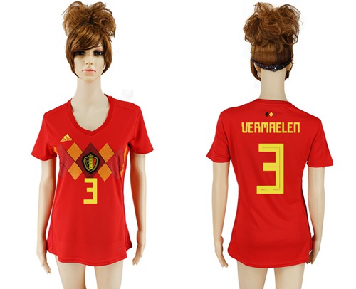 2018 World Cup Women's Belgium #3 Vermaelen Red Home Soccer Country Jersey
