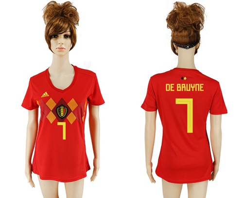 2018 World Cup Women's Belgium #7 De Bruyne Red Home Soccer Country Jersey