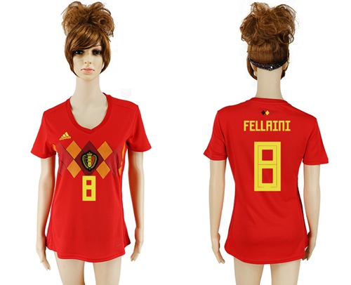 2018 World Cup Women's Belgium #8 Fellaini Red Home Soccer Country Jersey