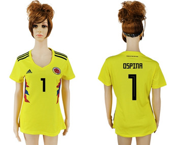 2018 World Cup Women's Colombia #1 Ospina Home Soccer Country Jersey 2018 World Cup Women's Colombia #1 Ospina Home Soccer Country Jersey