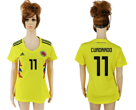 2018 World Cup Women's Colombia #11 Cuadrado Home Soccer Country Jersey