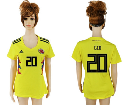 2018 World Cup Women's Colombia #20 GIO Home Soccer Country Jersey