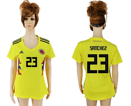 2018 World Cup Women's Colombia #23 Sanchez Home Soccer Country Jersey