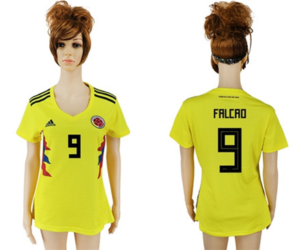 2018 World Cup Women's Colombia #9 Falcao Home Soccer Country Jersey