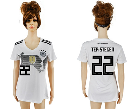 2018 World Cup Women's Germany #22 Ter Stegen White Home Soccer Country Jersey