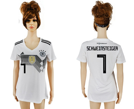 2018 World Cup Women's Germany #7 Schweinsteiger White Home Soccer Country Jersey