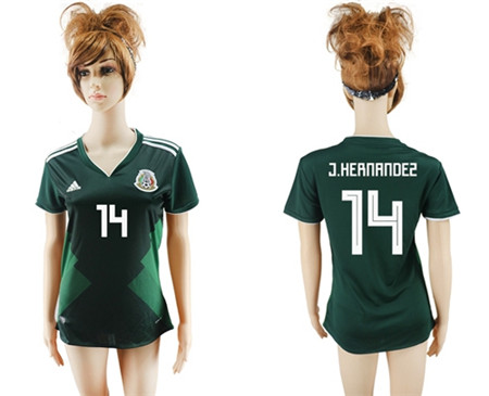 2018 World Cup Women's Mexico #14 J.Hernandez Home Soccer Country Jersey