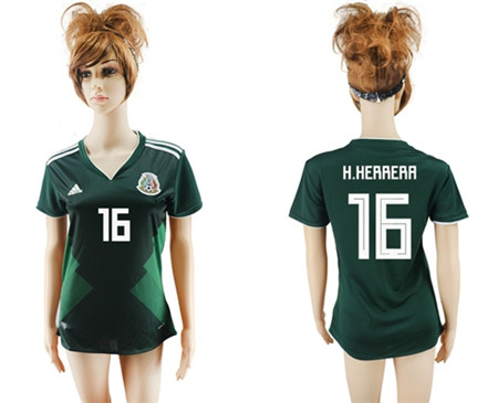 2018 World Cup Women's Mexico #16 H.Herrera Home Soccer Country Jersey