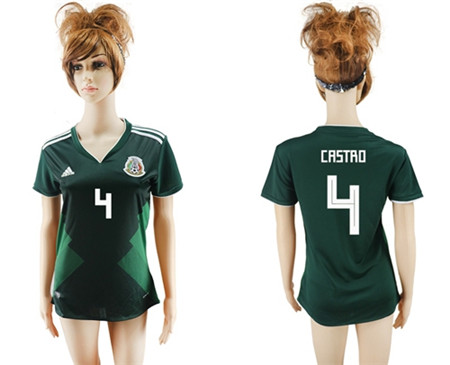 2018 World Cup Women's Mexico #4 Castro Home Soccer Country Jersey