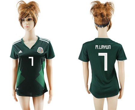 2018 World Cup Women's Mexico #7 M.Layun Home Soccer Country Jersey 2018 World Cup Women's Mexico #7 M.Layun Home Soccer Country Jersey