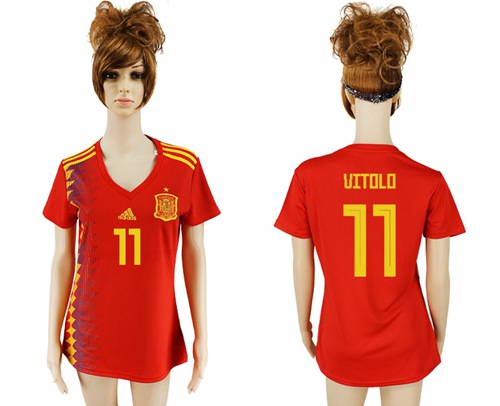 2018 World Cup Women's Spain #11 Vitolo Red Home Soccer Country Jersey