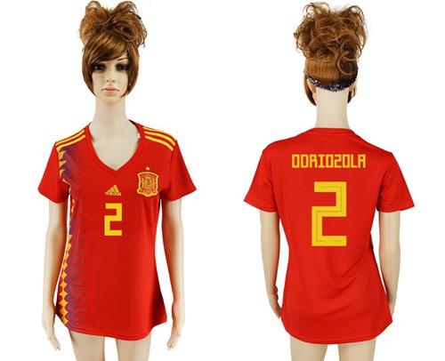 2018 World Cup Women's Spain #2 Odriozola Red Home Soccer Country Jersey