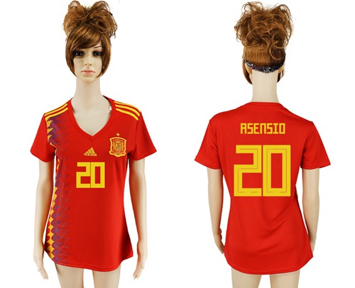 2018 World Cup Women's Spain #20 Asensio Red Home Soccer Country Jersey