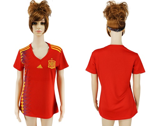 2018 World Cup Women's Spain Blank Red Home Soccer Country Jersey