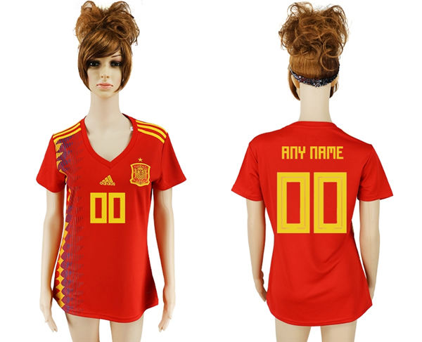 2018 World Cup Women's Spain Home Customized Soccer Country Jersey