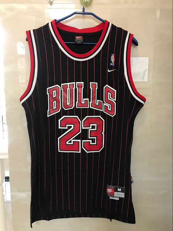 Nike Bulls #23 Michael Jordan Black Red Stitched NBA Swingman Jersey