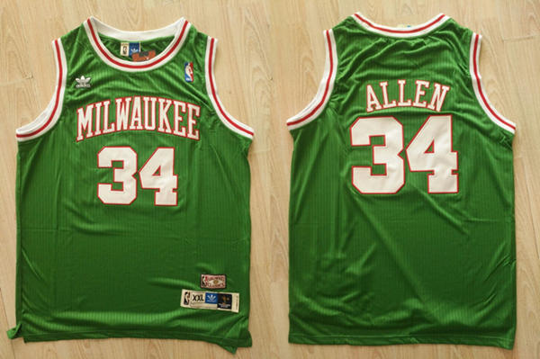 Milwaukee Bucks #34 Ray Allen Green Throwback Stitched NBA Jersey
