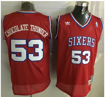 76ers #53 Darryl Dawkins Red Throwback Chocolate Thunder Stitched NBA Jersey 76ers #53 Darryl Dawkins Red Throwback Chocolate Thunder Stitched NBA Jersey