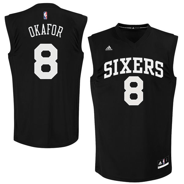 76ers #8 Jahlil Okafor Black Fashion Replica Jersey 
