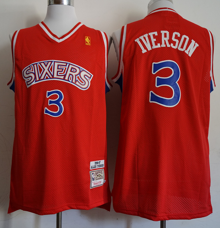 76ers 3 Allen Iverson Red 1996-97 Red Hardwood Classics Jersey 76ers 3 Allen Iverson Red 1996-97 Red Hardwood Classics Jersey