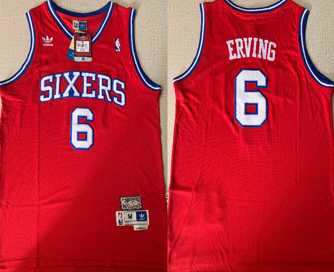 76ers 6 Julius Erving Red Hardwood Classics Jersey 76ers 6 Julius Erving Red Hardwood Classics Jersey