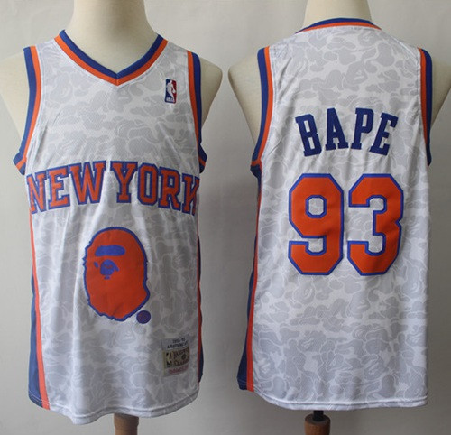 A Bathing Ape Knicks #93 Bape White Stitched Basketball Jersey A Bathing Ape Knicks #93 Bape White Stitched Basketball Jersey