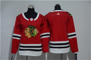Adidas Blackhawks Blank Red Women Jersey