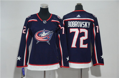Adidas Blue Jackets #72 Sergei Bobrovsky Navy Blue Home Authentic Women's Stitched NHL Jersey