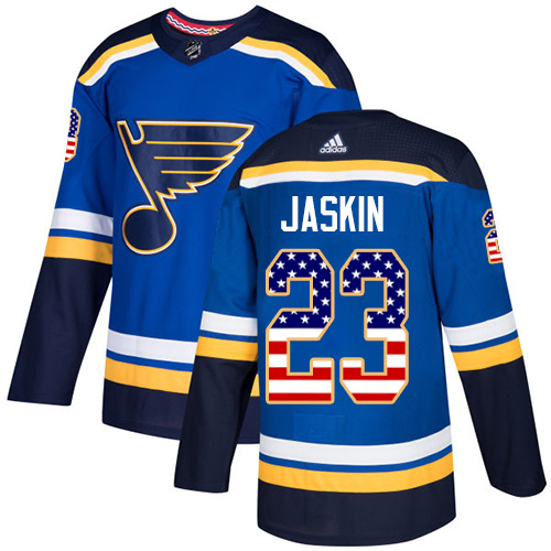 Adidas Blues #23 Dmitrij Jaskin Blue Home Authentic USA Flag Stitched NHL Jersey Adidas Blues #23 Dmitrij Jaskin Blue Home Authentic USA Flag Stitched NHL Jersey