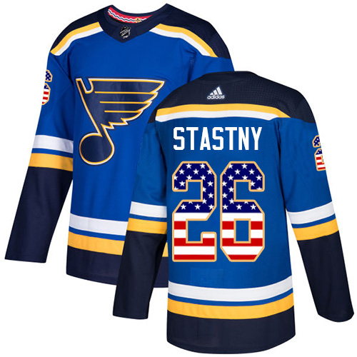 Adidas Blues #26 Paul Stastny Blue Home Authentic USA Flag Stitched NHL Jersey Adidas Blues #26 Paul Stastny Blue Home Authentic USA Flag Stitched NHL Jersey