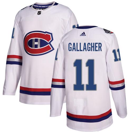 Adidas Canadiens #11 Brendan Gallagher White Authentic 2017 100 Classic Women's Stitched NHL Jersey