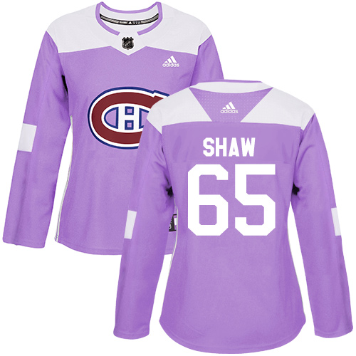 Adidas Canadiens #65 Andrew Shaw Purple Authentic Fights Cancer Women's Stitched NHL Jersey