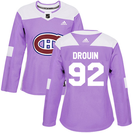 Adidas Canadiens #92 Jonathan Drouin Purple Authentic Fights Cancer Women's Stitched NHL Jersey