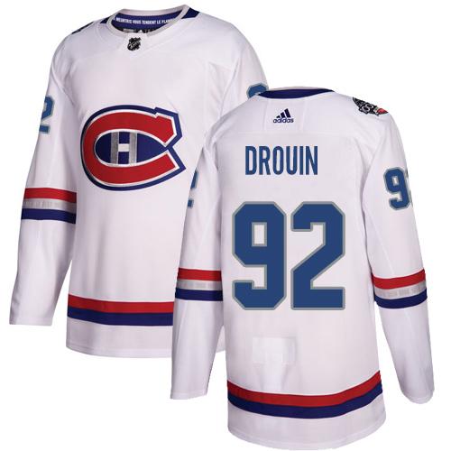 Adidas Canadiens #92 Jonathan Drouin White Authentic 2017 100 Classic Women's Stitched NHL Jersey