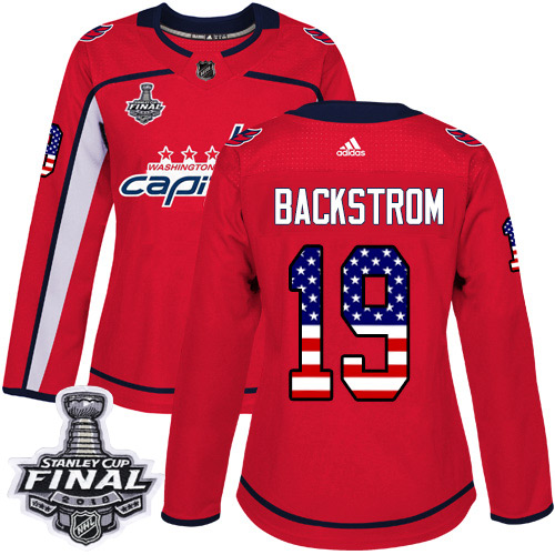 Adidas Capitals #19 Nicklas Backstrom Red Home Authentic USA Flag 2018 Stanley Cup Final Women's Stitched NHL Jersey Adidas Capitals #19 Nicklas Backstrom Red Home Authentic USA Flag 2018 Stanley Cup Final Women's Stitched NHL Jersey