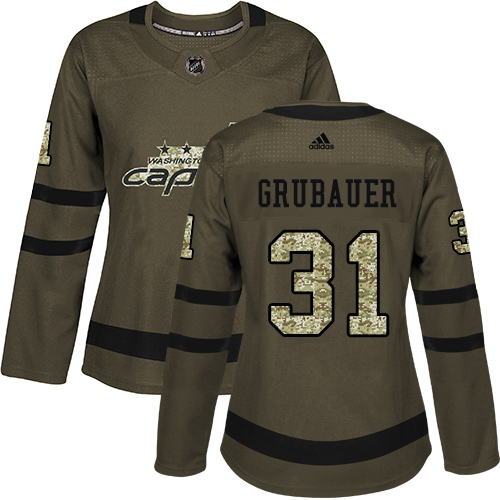 Adidas Capitals #31 Philipp Grubauer Green Salute to Service Women's Stitched NHL Jersey