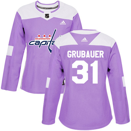 Adidas Capitals #31 Philipp Grubauer Purple Authentic Fights Cancer Women's Stitched NHL Jersey