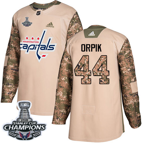 Adidas Capitals #44 Brooks Orpik Camo Authentic 2017 Veterans Day Stanley Cup Final Champions Stitched Youth NHL Jersey