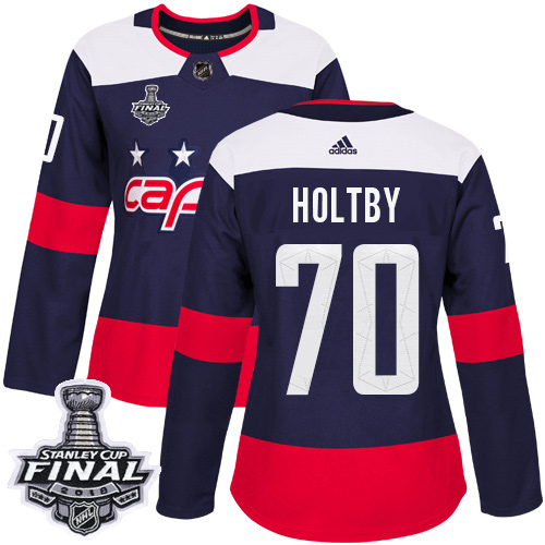 Adidas Capitals #70 Braden Holtby Navy Authentic 2018 Stadium Series Stanley Cup Final Women's Stitched NHL Jersey